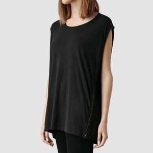 All Saints Soph T-shirt in Black & Charcoal Grey
